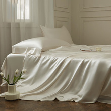 极简风奶油白水洗真丝床单单件丝滑裸睡轻奢高级感天丝枕套三件套