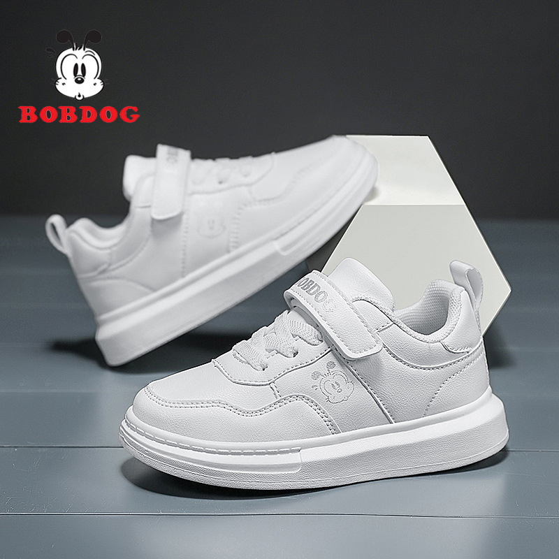 巴布豆儿童小白鞋2024春夏季新款透气网鞋女童白色鞋男童运动鞋子