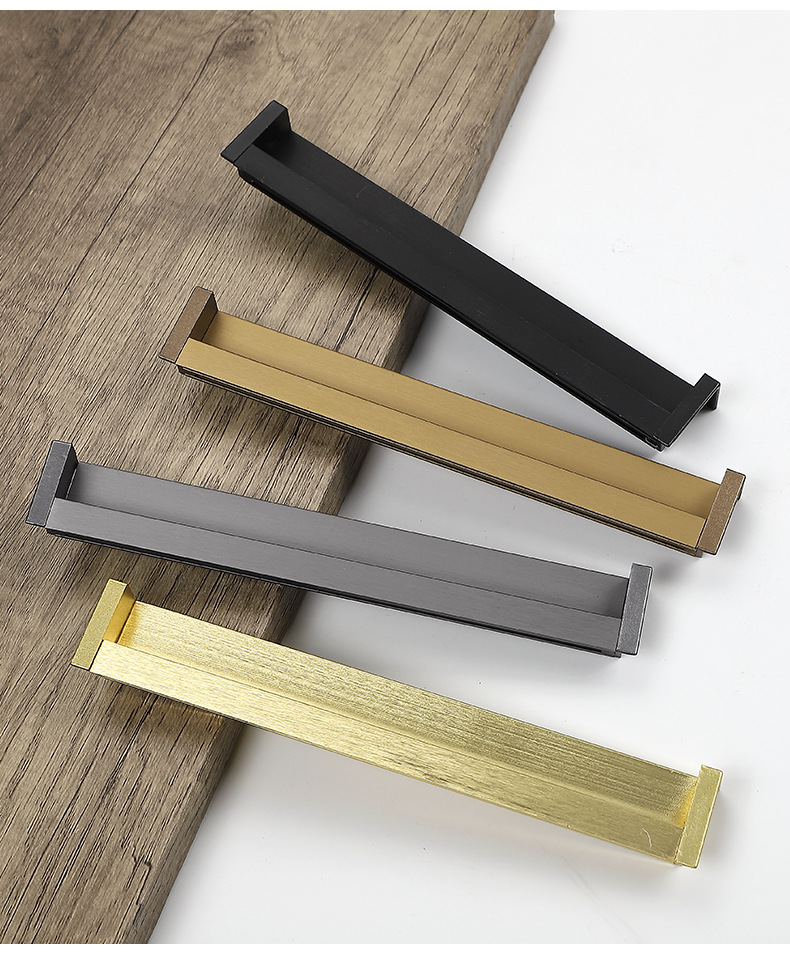 厂家直供银色衣柜门暗藏拉手橱柜抽屉锌合金拉手嵌入五金把手批发