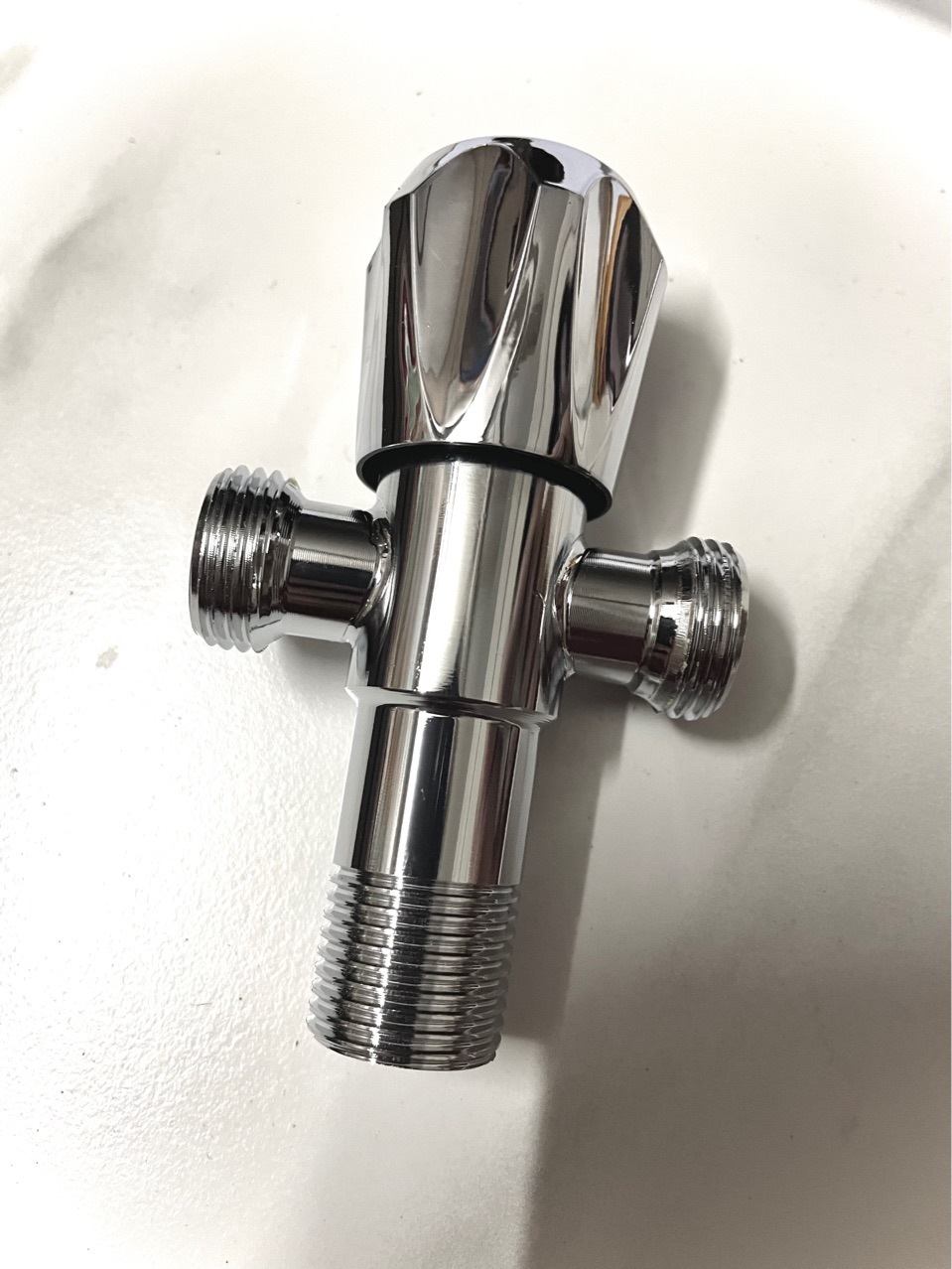 电镀不锈钢双出水角阀 美式大流量角阀热水器 铜芯马桶止水阀