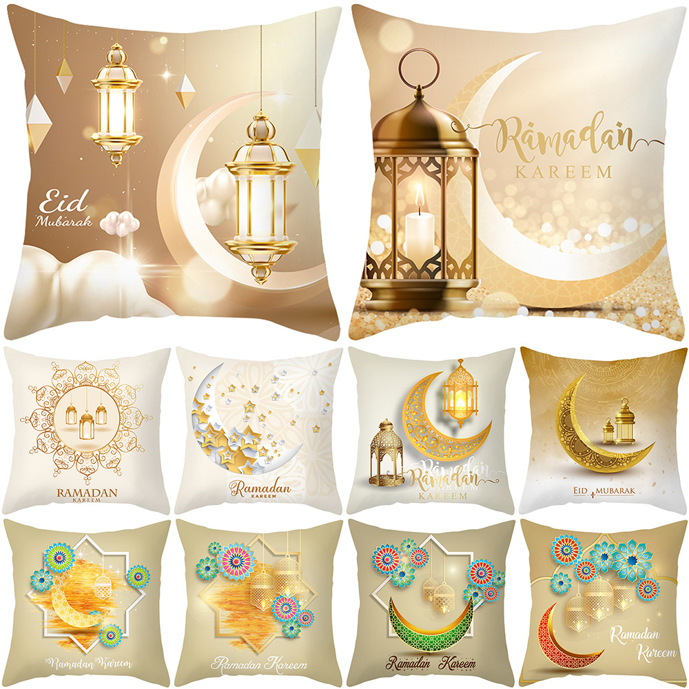 Ramadan New Pillow Cover Golden Moon Pillow Cover Muslim Printed Pillow Sofa Cushion Cushion