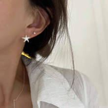 S925纯银海星耳钉女小众设计不规则耳环ins小红书同款星星耳饰品