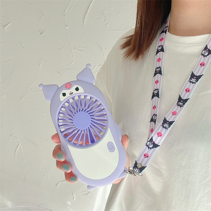 Sanrio Coolomi Small Fan Cartoon Halter Portable Portable Student Mute Usb Charging Small Fan