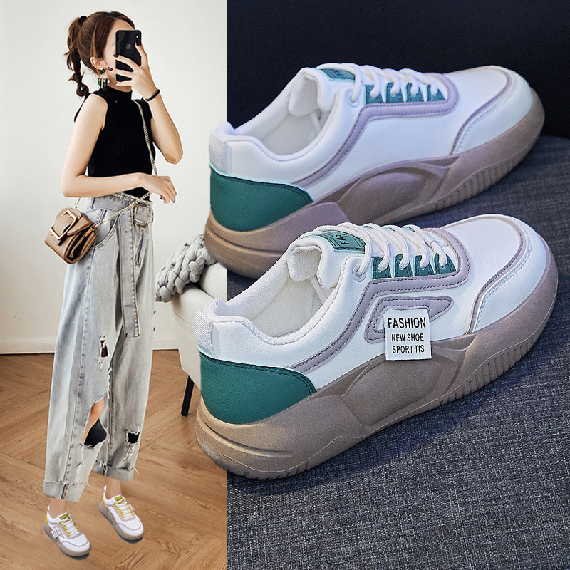 autumn new women‘s shoes wholesale korean style color matching white shoes casual fashion board shoes thick bottom women‘s casual shoes