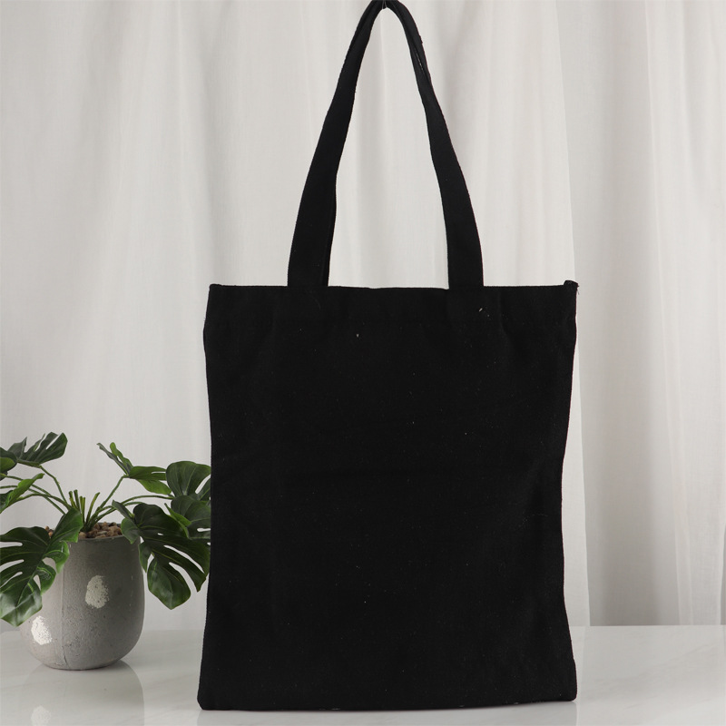 黑色rpet卡通帆布袋定制 可回收棉手提帆布包 广告礼品收纳购物袋