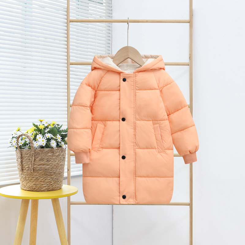Foreign Trade Supply Children's down and Wadded Jacket Mid-Length Cotton-Padded Jacket Baby Clothes Cotton-Padded Coat for Boys and Girls Winter Clothing Coat Tide