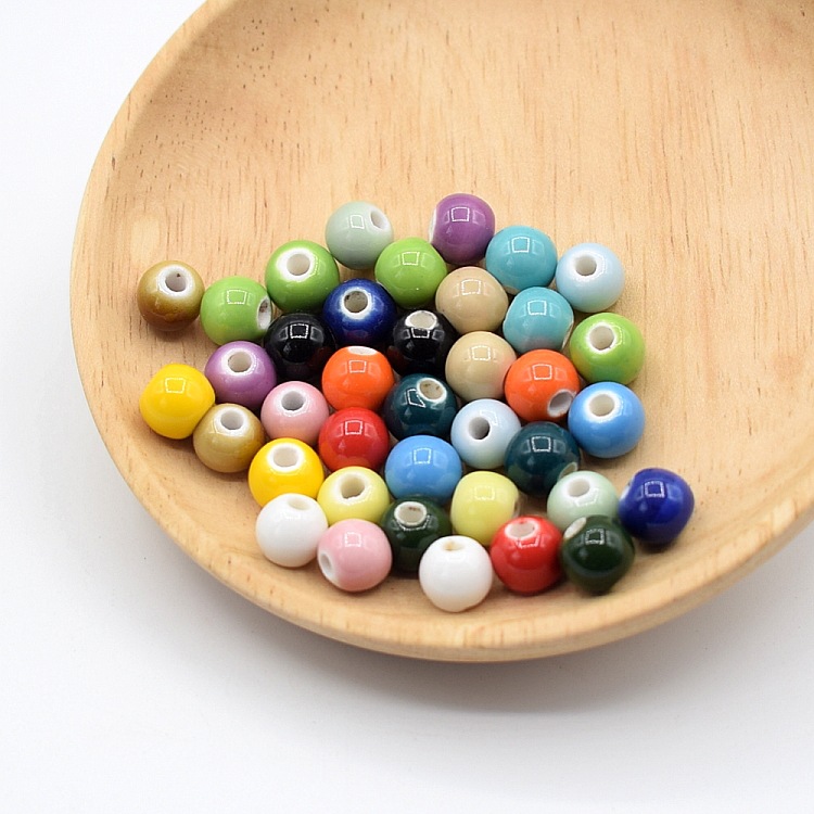 8mm纯色陶瓷珠景德镇陶瓷散珠颜色釉珠子高温diy饰品配件编织材料