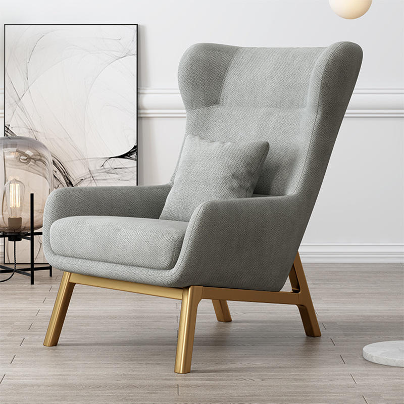 加急单2022夏北欧轻奢懒人沙发椅单人千鸟格胡桃木休闲椅客厅接待简约