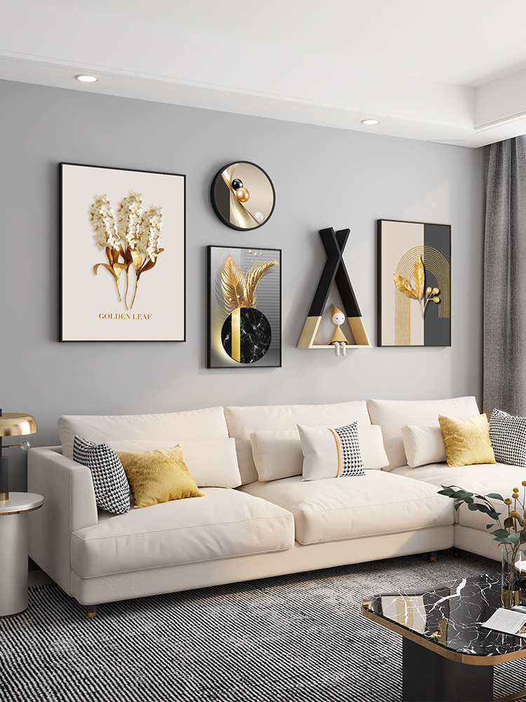 客厅沙发背景墙装饰画北欧挂画现代简约轻奢墙画组合大气壁画