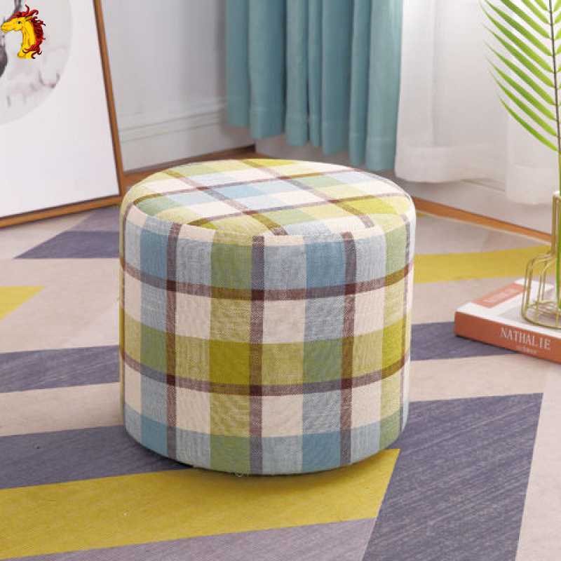矮凳布艺圆凳时尚坐墩板凳创意儿童家用换鞋客厅沙发凳收纳凳