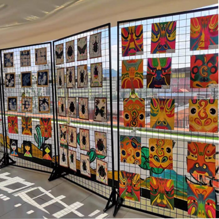 画展展示架网格铁艺货架立式画架幼儿园作品书画展示网铁丝网格架