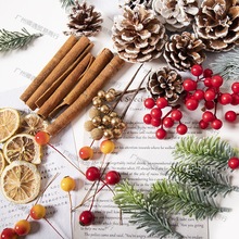 圣诞节装饰材料天然松果干花浆果金色橡果圣诞树DIY配件仿真树枝1
