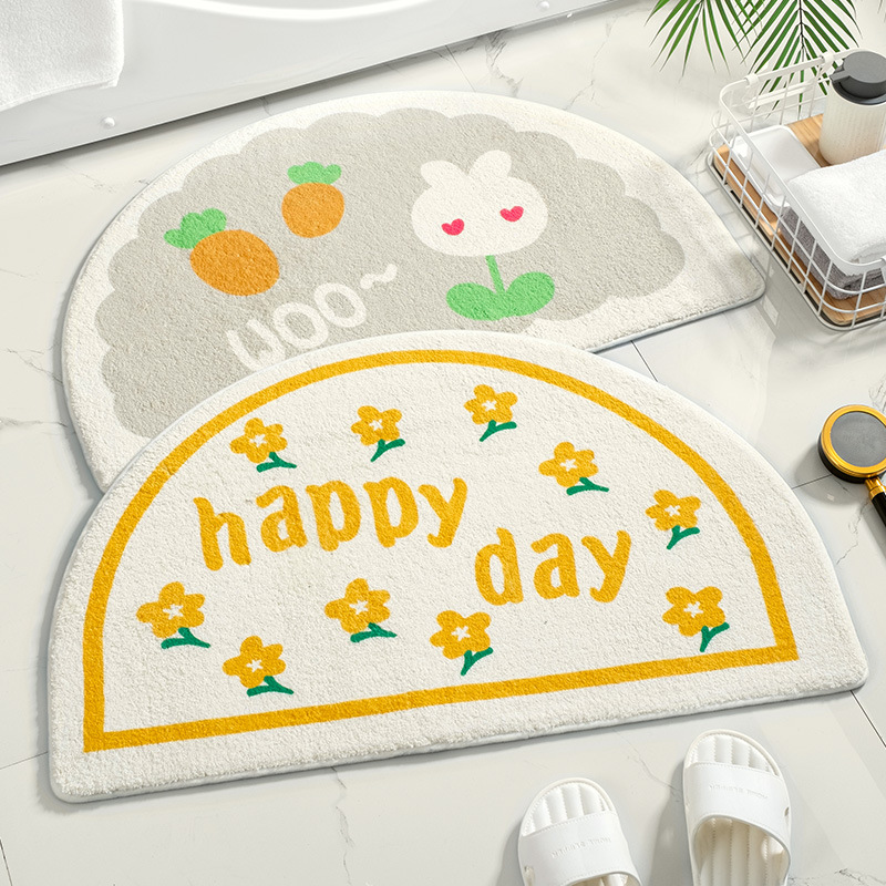 INS Fresh Semicircle Floor Mat Entrance Carpet Bedroom Bathroom Bathroom Doorway Absorbent Foot Mat Mat