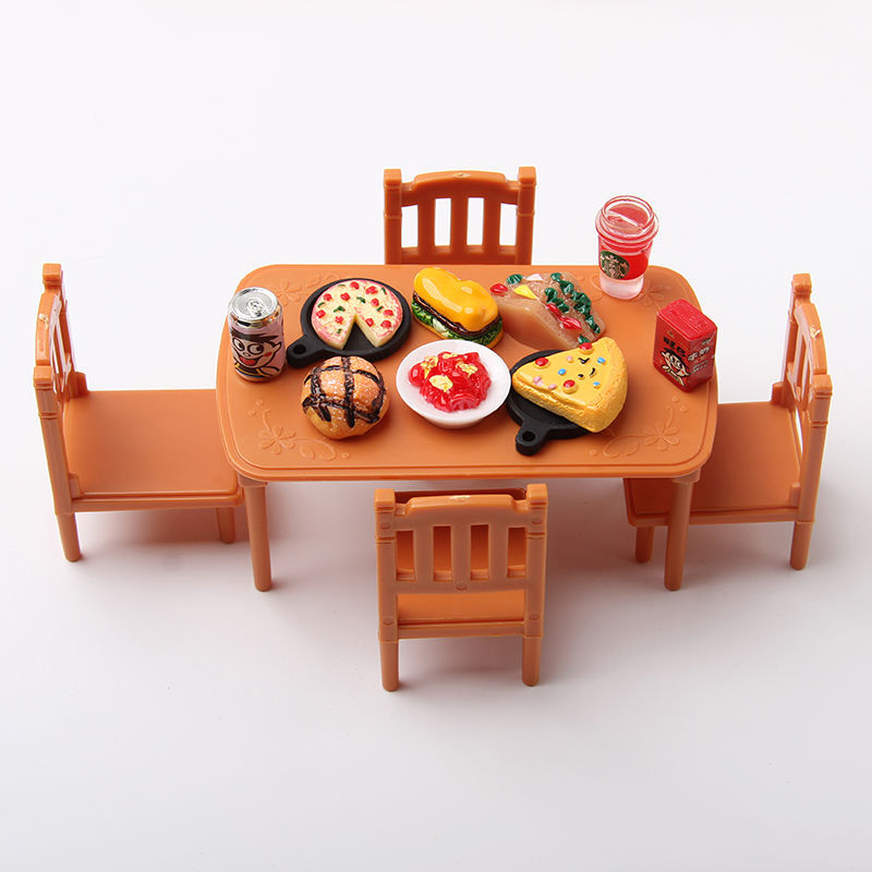 微缩桌椅儿童过家家玩具娃娃玩偶厨房餐桌食玩房间饭桌小桌子迷你