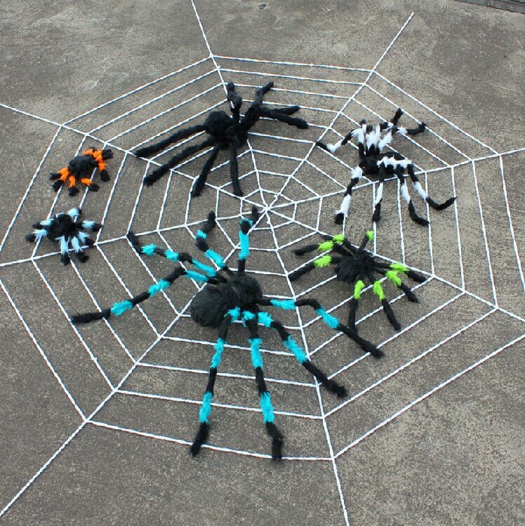 跨境爆款万圣节装饰蜘蛛网 纱布 弹力布蜘蛛网纱气氛布置破布密室