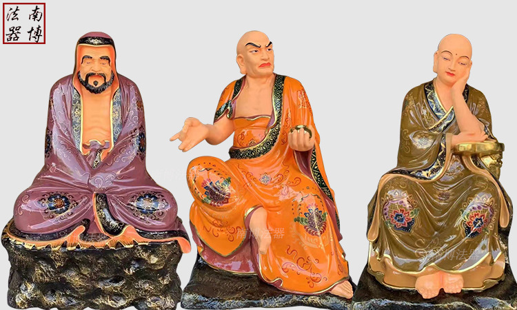 55米高十八罗汉树脂彩绘像定制 生漆脱胎工艺 铜雕木雕均可定做