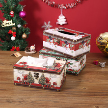 圣诞款木质纸巾盒  创意餐厅抽纸盒家用卧室客厅茶几餐巾纸收纳盒