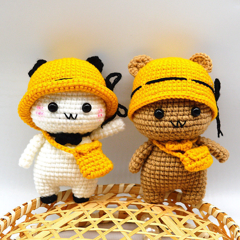 牛奶棉情侣网红手作礼物手工编织玩偶diy材料包个性制作毛线娃娃