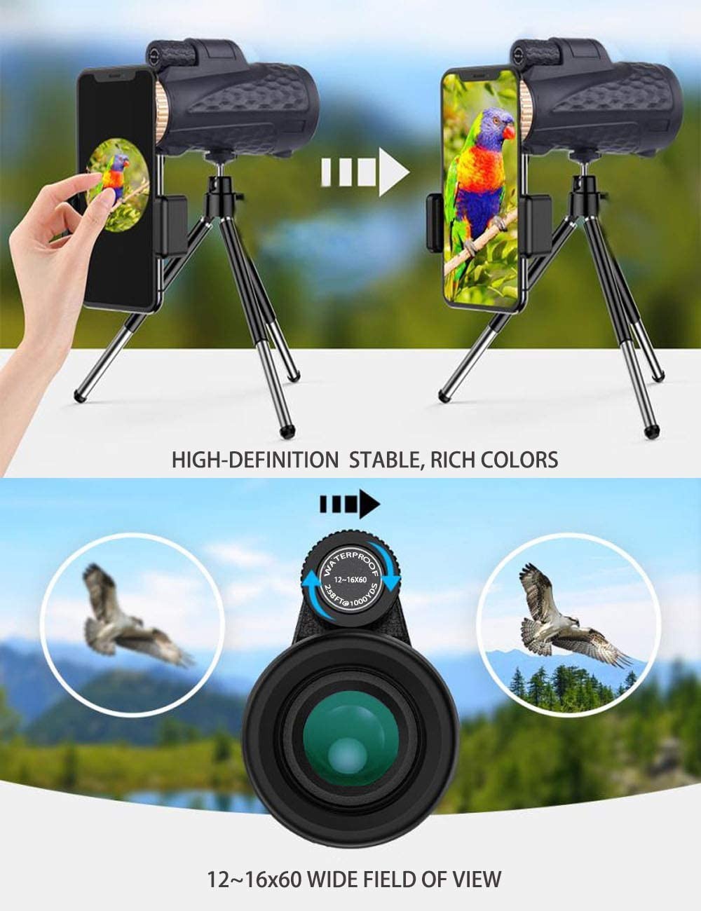 New Style 12 Times 12x50 Monocular Telescope 18x62 Outdoor Low Light Night Vision Spotting Scope Laser Aiming Instrument Wholesale
