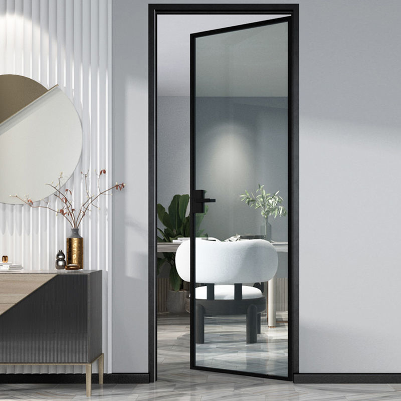 工厂直发厨房平开门极窄门玻璃门钛合金门洗手间卫生间门浴室门厕