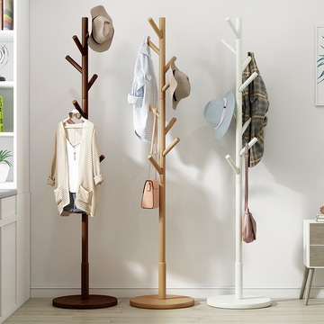 衣帽架落地卧室家用挂衣服架室内晾衣架办公室实木挂衣架衣服挂架