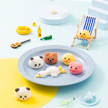 卡通小动物3D立体棉花糖生日蛋糕装饰摆件熊猫小熊小猪儿童节装扮