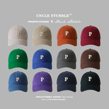 P标字母百搭鸭舌帽男女同款中性棒球帽高品质韩版有型运动帽子潮