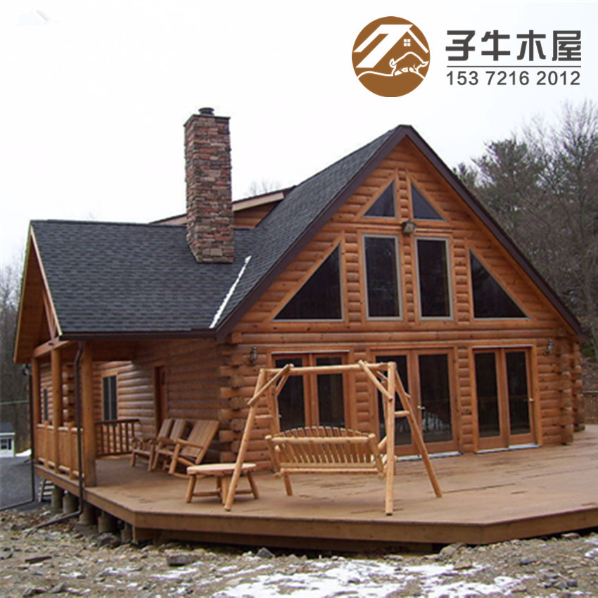 户外欧美风格小木屋 好看公园活动板房 二层休闲茶室木别墅成品