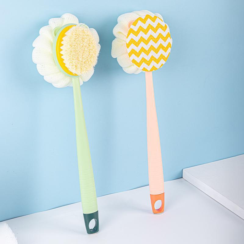 Double-Sided Bath Artifact Bath Brush Long Handle Soft Fur Bath Brush Removable Bath Towel Loofah Strong Back Rubbing Brush