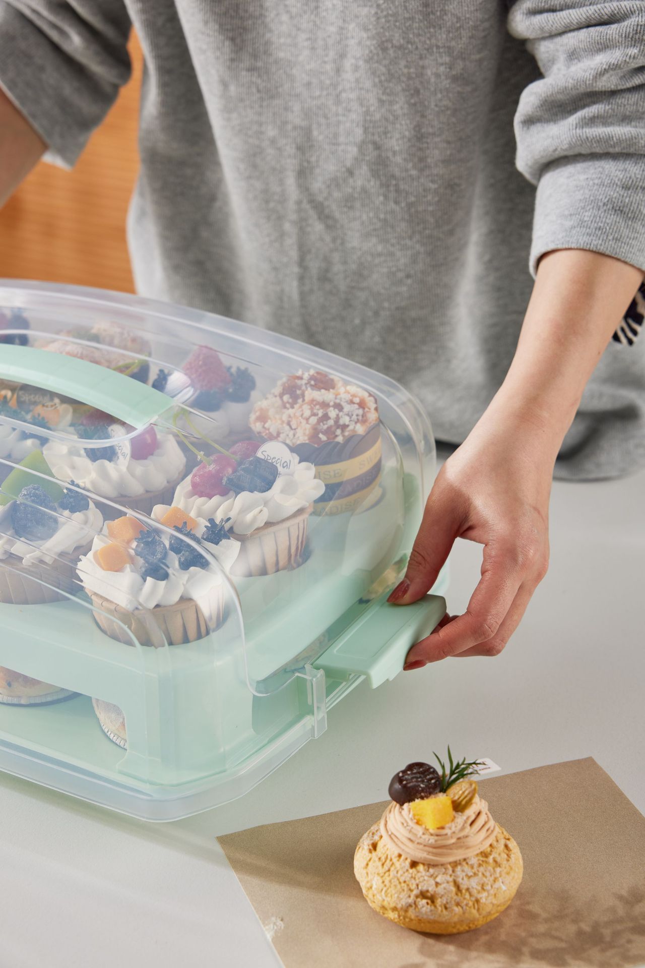 J117 Cake Box Paper Cup Cake Storage Box Baking Tool Multi-Layer Combination Rectangular Transparent Packaging Cake