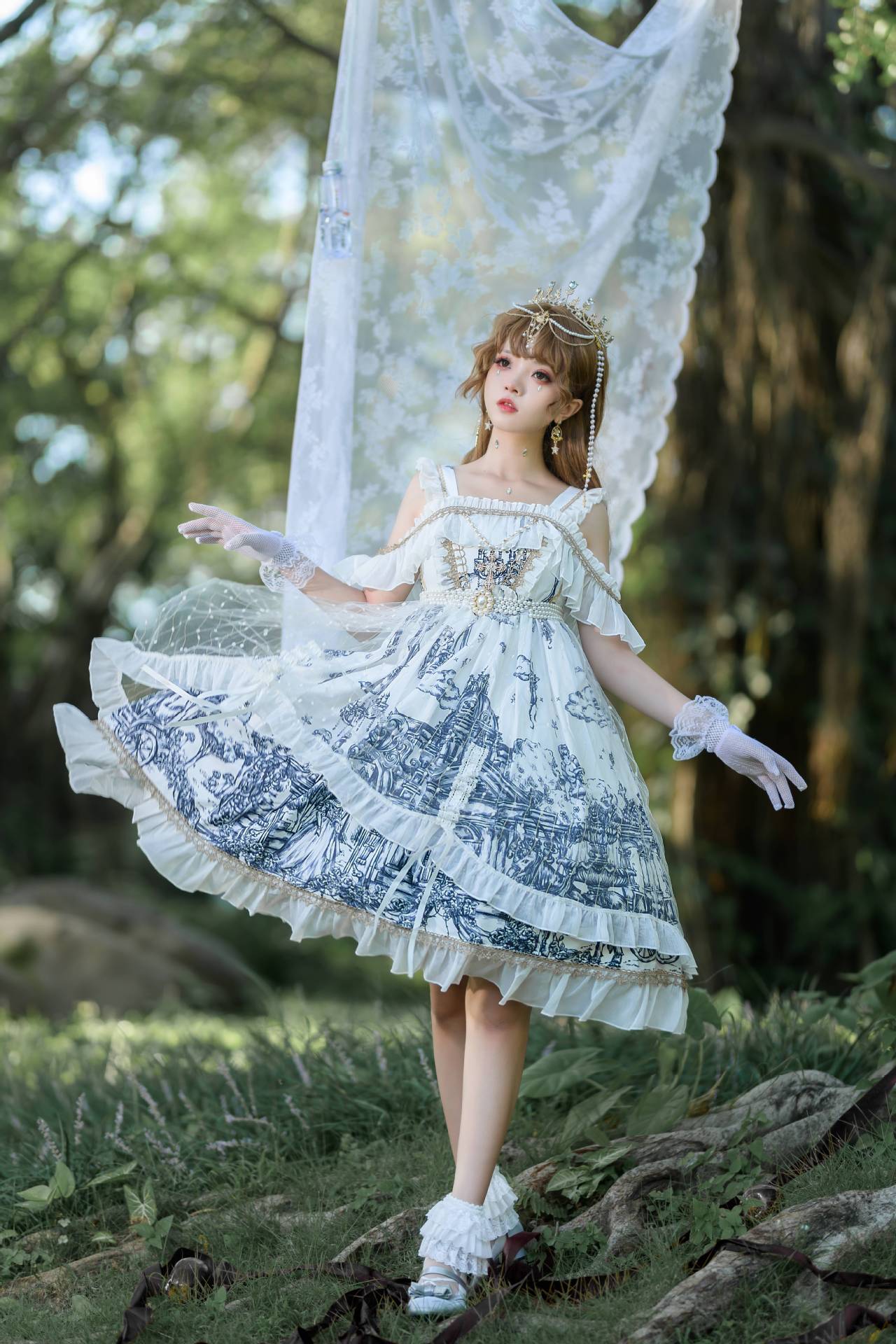 日式吊带一字肩洛丽塔原创lolita万圣狂欢夜暗黑哥特风jsk连衣裙