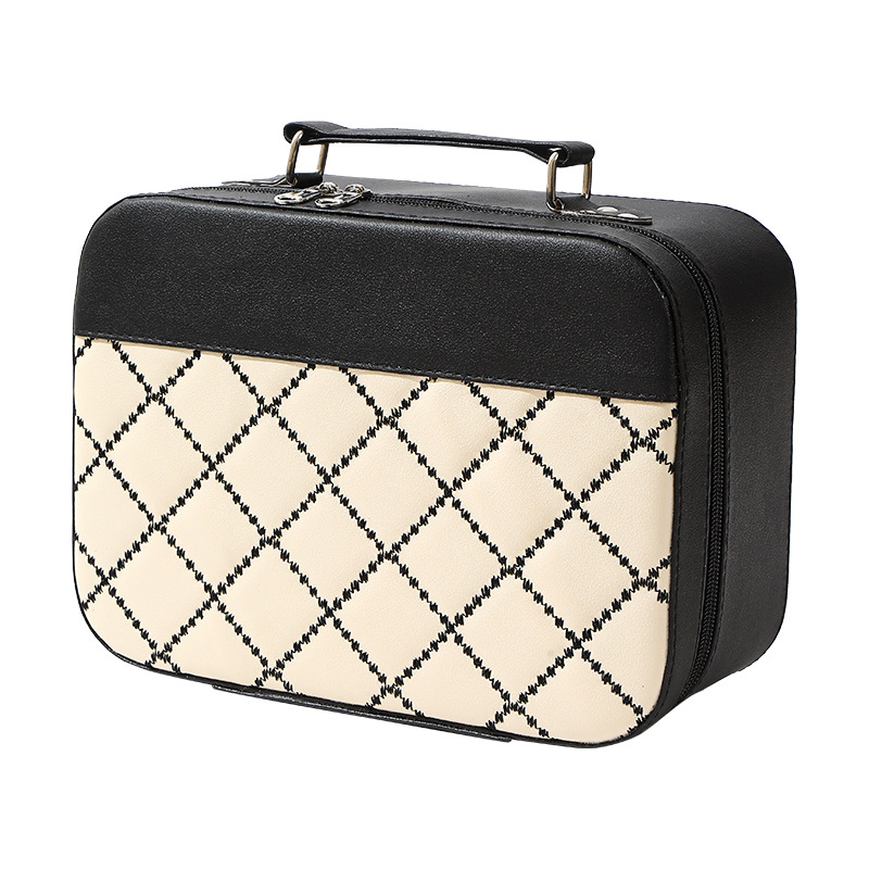 New Internet Celebrity Stitching Cosmetic Bag Women's Portable Large Capacity Ins Phoenix Storage Bag Super Popular Large and Small Portable Makeup