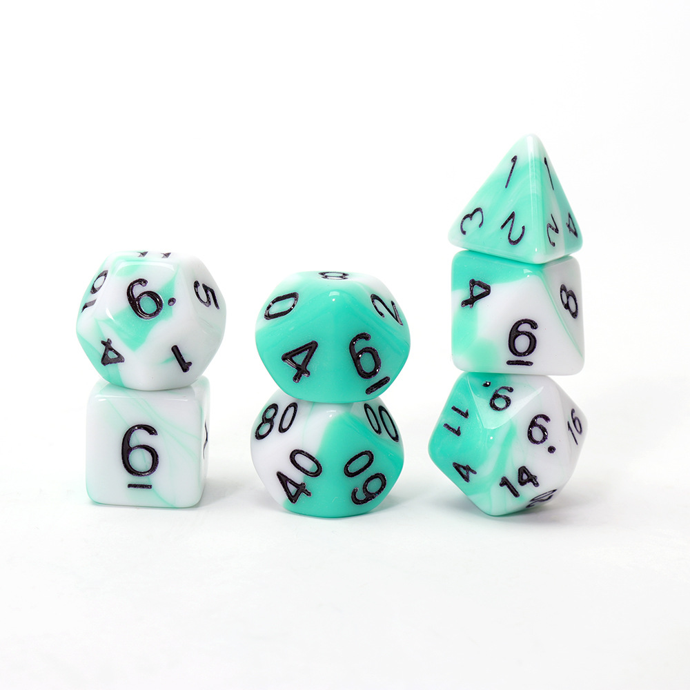 源头工厂批发供应龙与地下城跑团骰子 双色实色多面亚克力d20色子