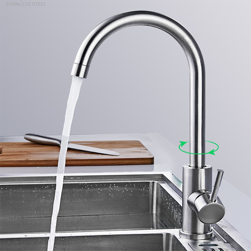 Kitchen Faucet Single Cold Sink Vertical Faucet Factory Direct Sales 4 Points Washing Basin Faucet Plastic Steel Faucet Large Bend Water Tap