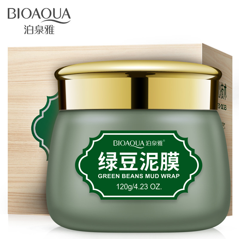 Bioaqua Mung Bean Clay Mask Facial Mask Hydrating, Moisturizing and Oil Controlling Blackhead Removing Seaweed Cleaning Clay Mask Skin Care Products