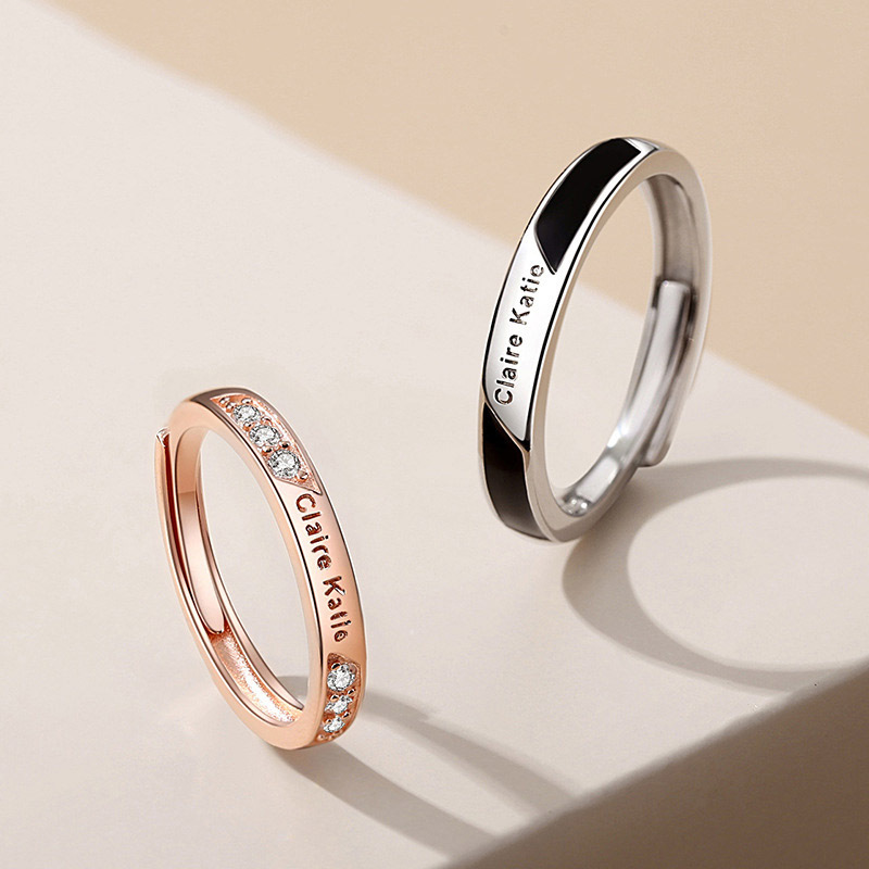 小ck情侣戒指潮流小清新开口指环男女友异地恋礼物英文字母对戒