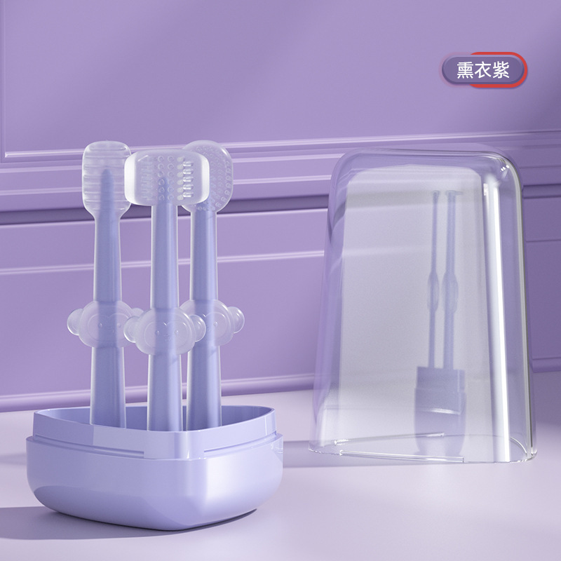 Xierbao Newborn Oral Cleaner Set Tongue Coating Brush Baby Toothbrush U-Shaped Toothbrush Storage Box Set 9442