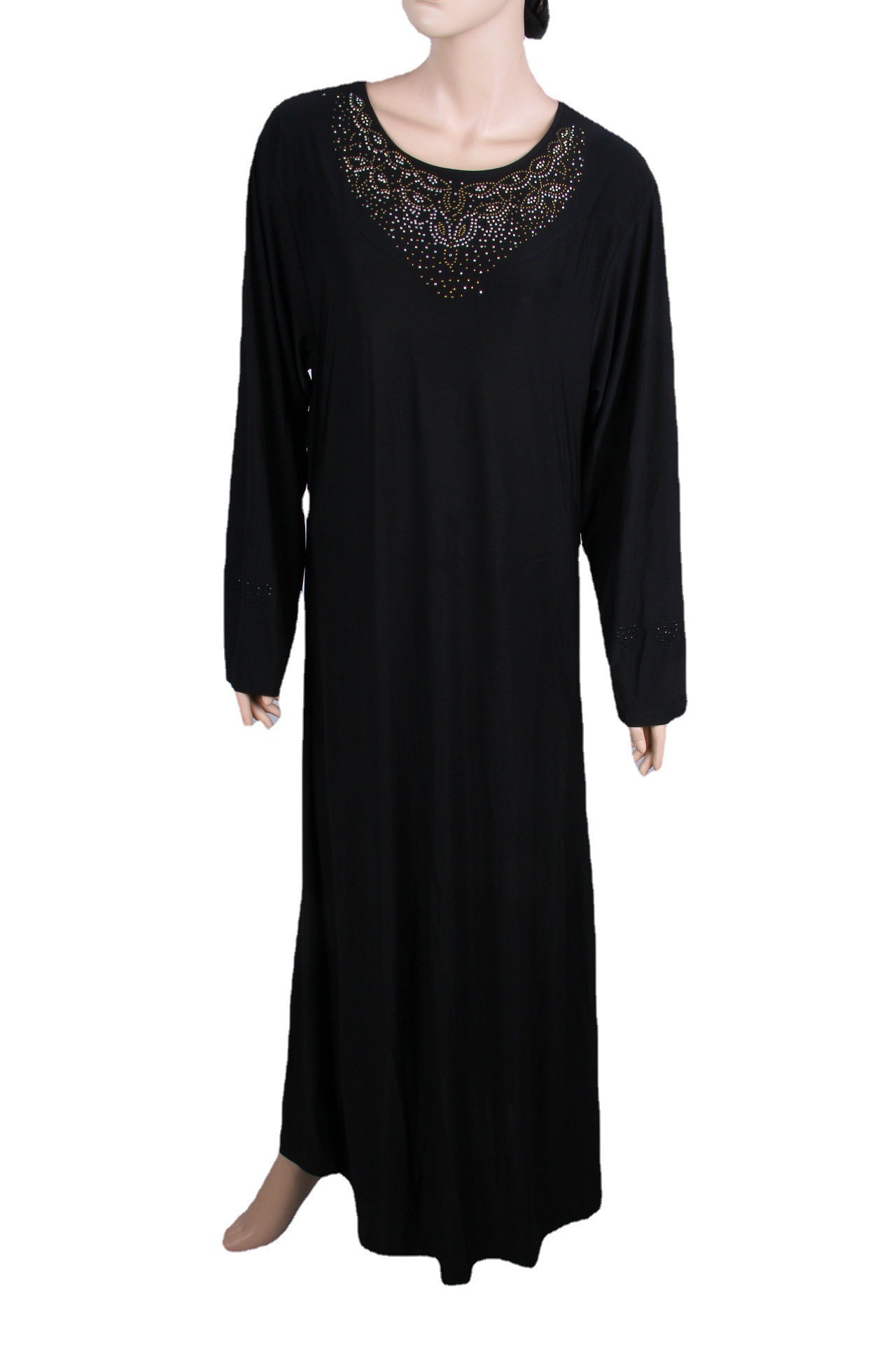 穆斯林阿拉伯中东服饰女士烫钻牛奶丝 丝光棉长袍长裙连衣裙