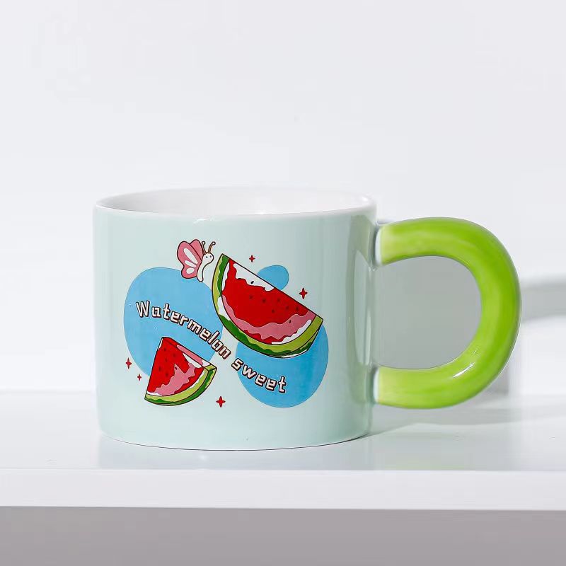 Creative Cartoon Mug Fruit Watermelon Cup Cute Good-looking for Couple Breakfast Milk Coffee Cup Ceramic Water Cup