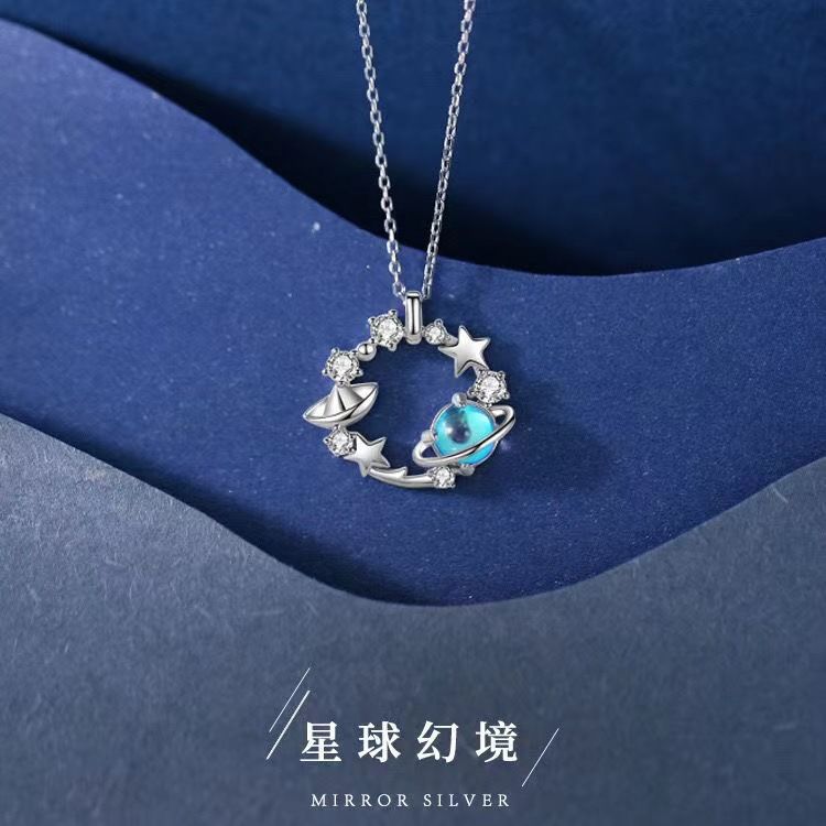 月光石星星闺蜜项链女镶钻星球小众古风设计ins不掉色浪漫锁骨链