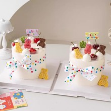 儿童节网红小熊蜡烛蛋糕装饰摆件61节日快乐小旗子甜品台派对装扮