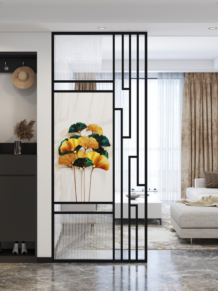 轻奢钢化玻璃隔断客厅遮挡现代简约玄关卫生间不锈钢家用艺术屏风
