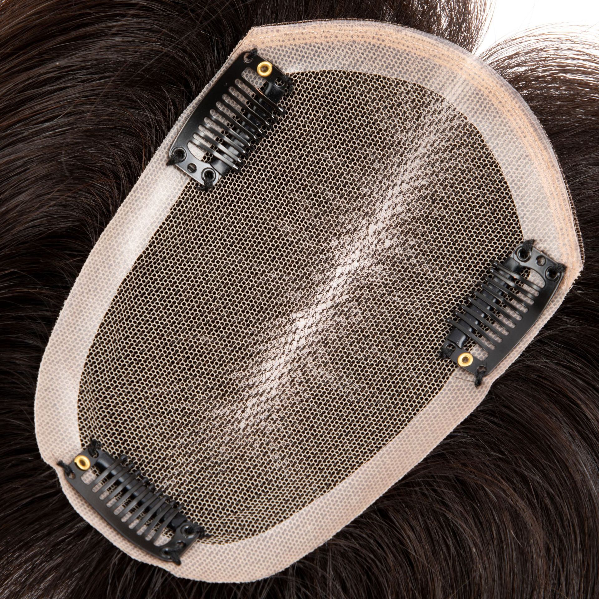 工厂定制新品真人发手工钩织假发块9*14网底纯辫子发可烫染中长发