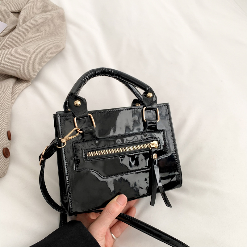 Patent Leather Handbag Bag Women's Fashion Laser Small Square Bag 2023 Spring New Trendy Girly Temperamental Shoulder Messenger Bag