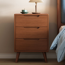 全实木三抽床头柜现代简约橡木原木收纳柜北欧卧室储物柜斗柜整装
