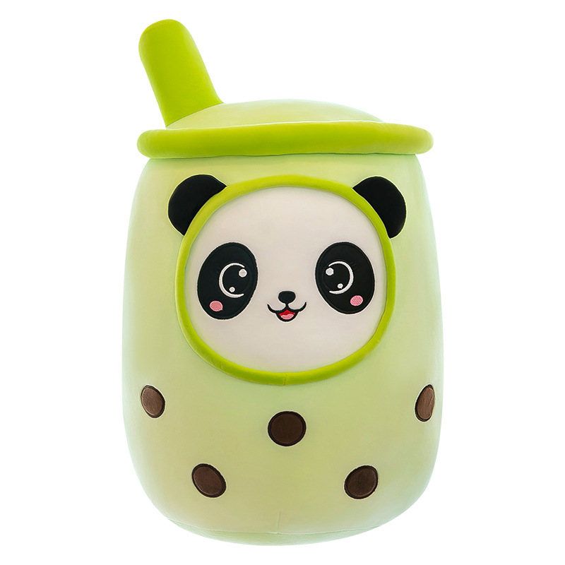 Cute Cream Milky Tea Cup Pillow Internet Celebrity Panda Milky Tea Cup Creative Drink Plush Toys Cross-Border Products Wholesale