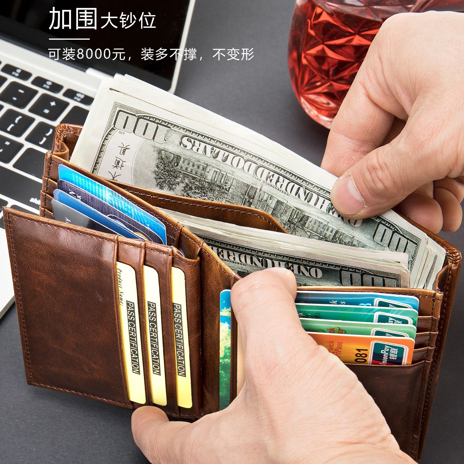 Cowhide Wallet Cowhide Rfid Genuine Leather Men's Wallet Short Handmade First Layer Wallet Card Holder Wallet Wholesale