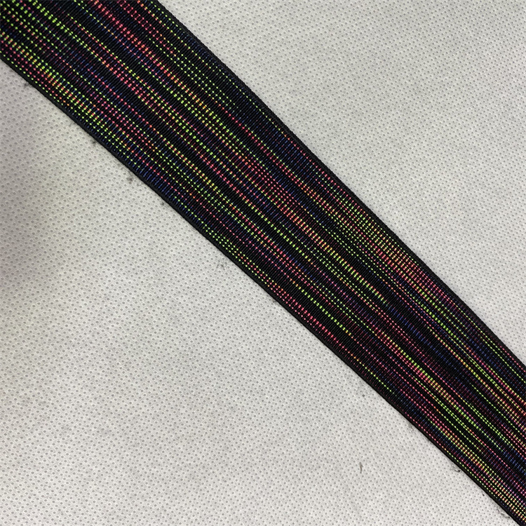 Factory in Stock 4cm Flowing Color Dyed Yarn Double-Sided Encryption High Elastic Ribbon Waist of Trousers Skirt Waist Ornament Luggage Elastic Band