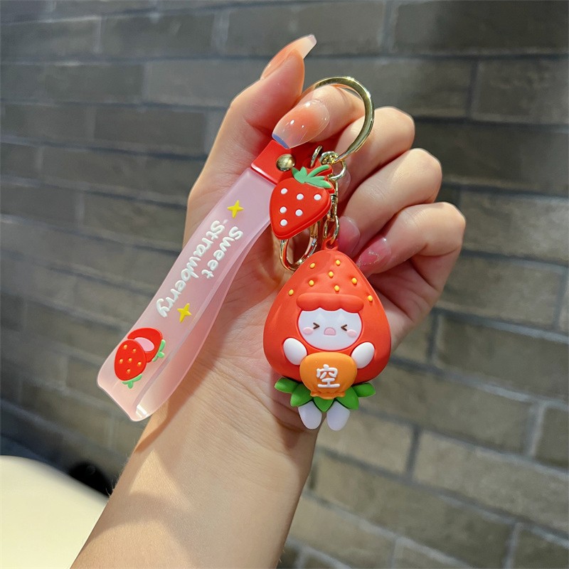 Genuine Creative Cartoon Strawberry Family Keychain Cute Strawberry Elf Key Chain South Bank Handbag Pendant Wholesale