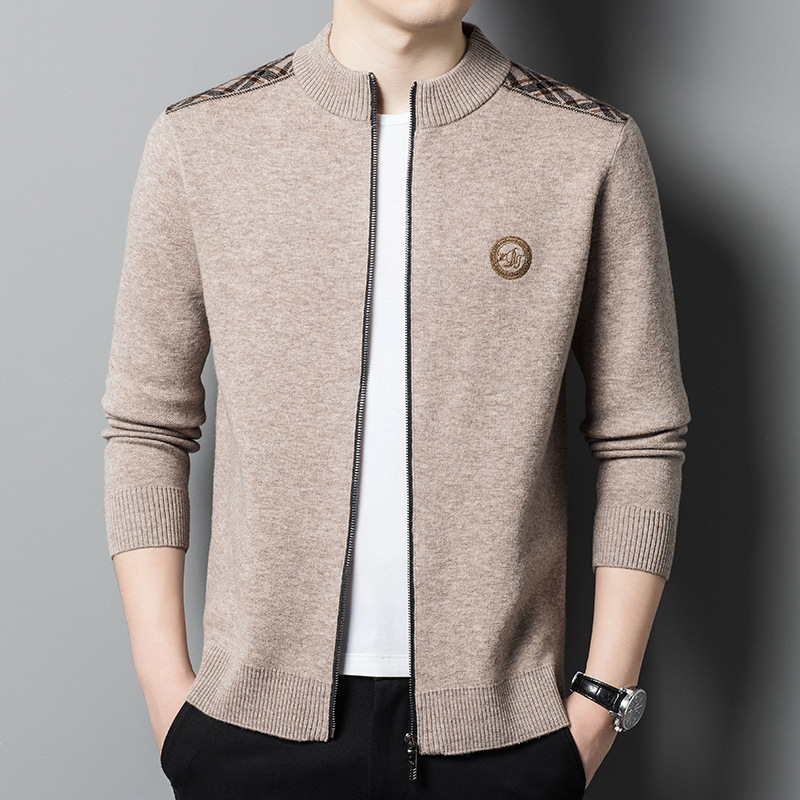 羊毛衫男士开衫冬季加厚高档休闲宽松爸爸保暖毛衣男外穿抖音代发